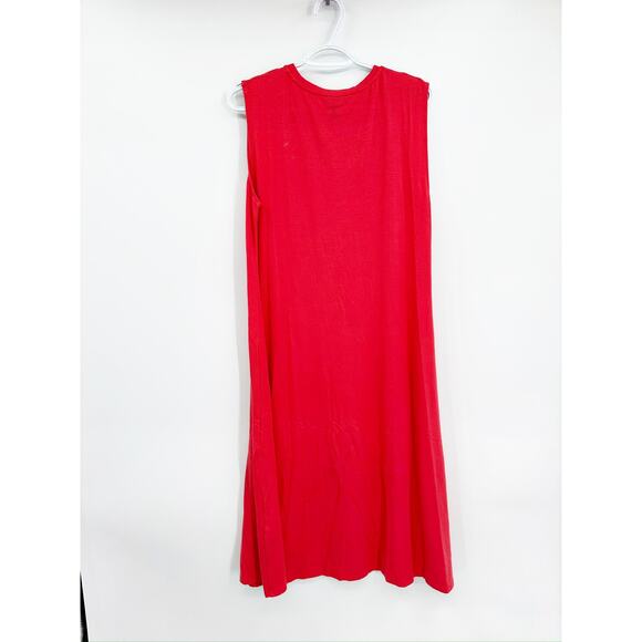 Eileen Fisher Red Stretch Jersey Knit V-Neck Tank Midi Dress Size Large NWT - Picture 3 of 6